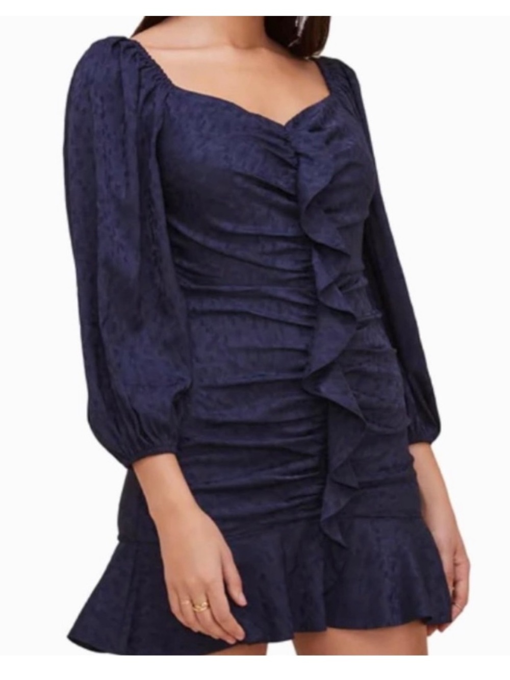 NWT ASTR the Label Sweetheart Cinched Ruffle Front Mini Dress